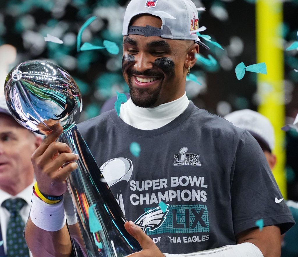 The Eagles scored 95 points in the Super Bowl and NFC title game. Most ever by a team in the conference title game and SB. 
The Birds scored the most points in history by a team in a single postseason. 
The only QB other than Jalen Hurts to score more points over his 2 Super Bowl