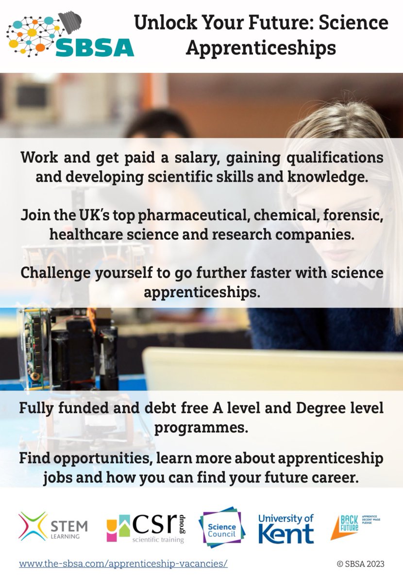 ThorpeSTEMM's tweet photo. 🚀 It's National Apprenticeship Week! 🌟 Want to dive into STEM? Apprenticeships offer hands-on experience in science, tech, engineering, and math, letting you earn while you learn! From coding to robotics, there’s a perfect fit for you. Start building your future today! #NAW2025 https://t.co/6P1pHRJMHd