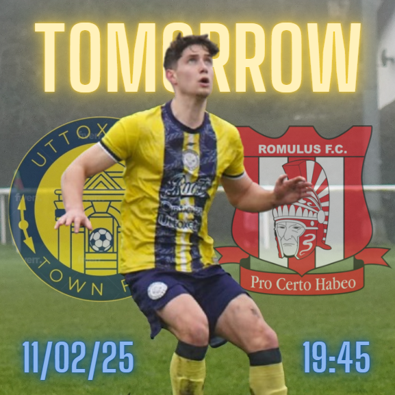 NEXT UP⚽️: It's a night under the lights for Town tomorrow as we take on Romulus F.C. for those all important ➕3⃣ points! 

🗓️11/02/25
⏰19:45PM
🏟️Oldfields Sports Ground
📍ST14 7JX

#UTFC | #WeAreUttoxeter | #OurTown 🟡🔵