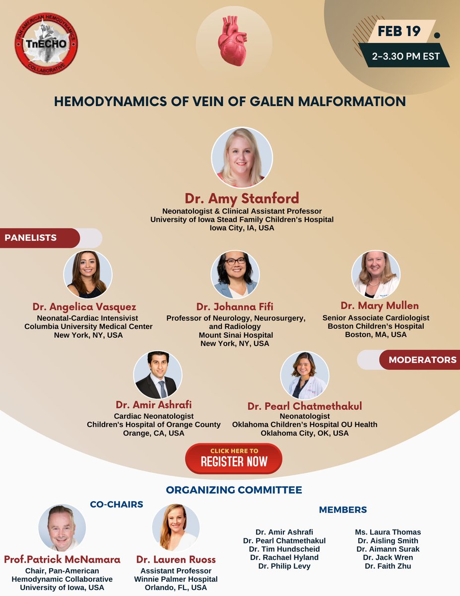 NeoHemodynamics's tweet photo. Join us on February 19th @ 2pm ET for the first International Neonatal Hemodynamics Webinar of 2025: Hemodynamics of Vein of Galen Malformation with Dr. Amy Stanford from @iowaneohd!
#neoTwitter #neohemodynamics #NHTSASE
Register: https://t.co/wlu9VzZ5Ll https://t.co/81r0Eu7LGy