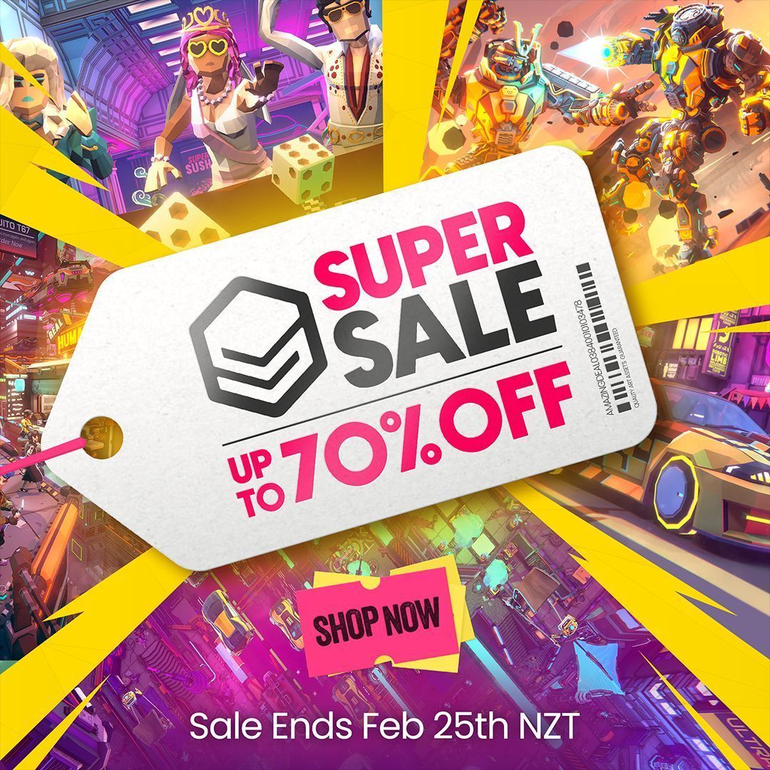 SyntyStudios's tweet photo. The Synty Super Sale is ON! 📢

🤩 Up to 50% off storewide
😎 Fresh 70% off Super Specials
⏳ Sale ends Feb 25th NZT https://t.co/j8cc4fPUXI