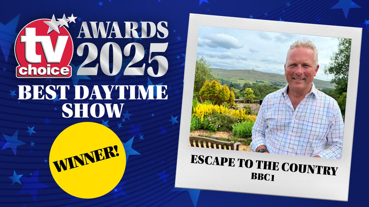 Well done to <a href="/Escape_Country/">EscapeToTheCountry</a> on <a href="/BBCiPlayer/">BBC iPlayer</a> for winning BEST DAYTIME SHOW at the #TVChoiceAwards! 🏡💫 Produced by <a href="/nkd_tv/">Naked</a>, this countryside gem charms us with gorgeous homes and stunning escapes. Well deserved! 🏞️🎉

Follow #tvchoiceawards for updates!

#DaytimeTV #AwardsSeason