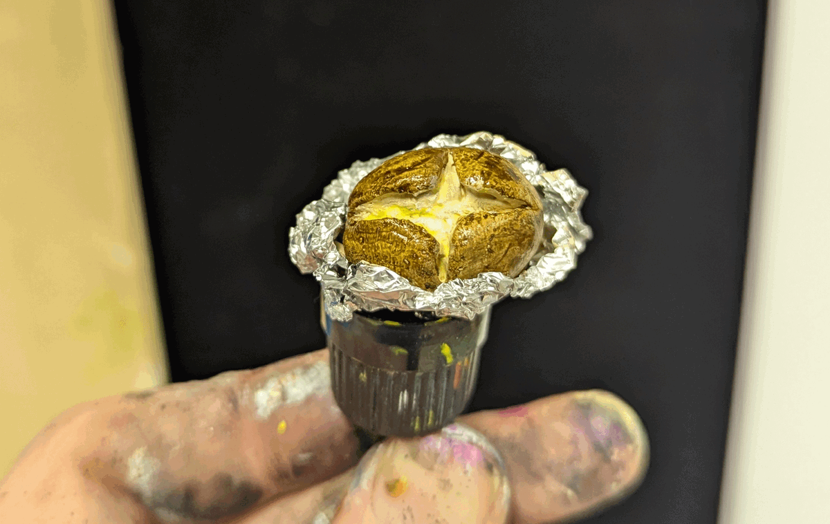 king_spooner's tweet photo. Today for Mashina I made a tiny baked potato. Back Mashina now on KickStarter (link below) https://t.co/lLMPFzdnsy