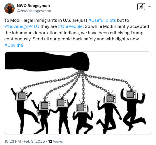 Indian Army: The Truth, Reality And Facts (@_armyofindia) on Twitter photo To Modi illegal immigrants in U.S. are just #UsefulIdiots but to <a href="/SovereignP4LO/">Sovereign P4LO</a> they are #OurPeople. We cannot tolerate any further inhumane and disrespectful treatment of remaining immigrants. Trump and Modi are sadistic and egoistic <a href="/_BitchesOfNWO/">NWO Bitches</a> #Covid19 <a href="/MenNotMale/">Men Not Males</a> <a href="/NWOLords/">NWO Lords</a> To Modi illegal immigrants in U.S. are just #UsefulIdiots but to <a href="/SovereignP4LO/">Sovereign P4LO</a> they are #OurPeople. We cannot tolerate any further inhumane and disrespectful treatment of remaining immigrants. Trump and Modi are sadistic and egoistic <a href="/_BitchesOfNWO/">NWO Bitches</a> #Covid19 <a href="/MenNotMale/">Men Not Males</a> <a href="/NWOLords/">NWO Lords</a>