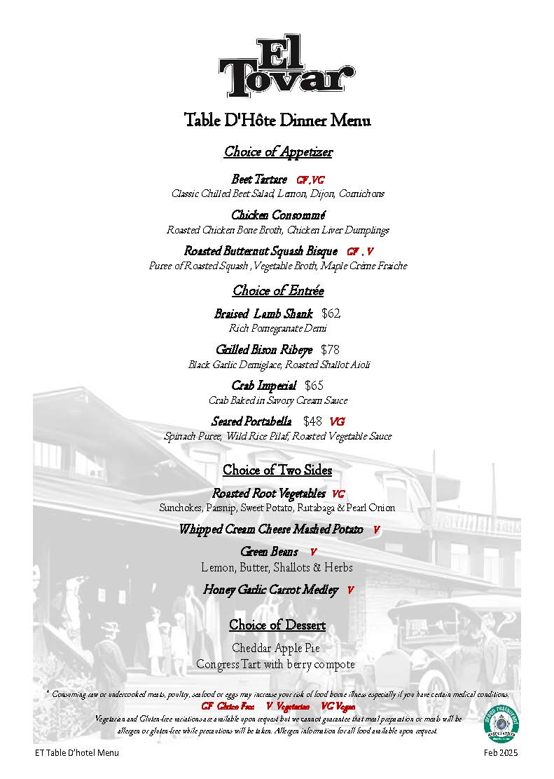 GCLodges's tweet photo. To celebrate El Tovar's 120th anniversary, each month will feature special throwback menus! Learn more and reserve your spot at https://t.co/XFaQzZk3tU #GrandCanyonLodges #XanterraTravel #GrandCanyon #GrandCanyonSouthRim #SouthRimGrandCanyon https://t.co/rfVrSsWymO