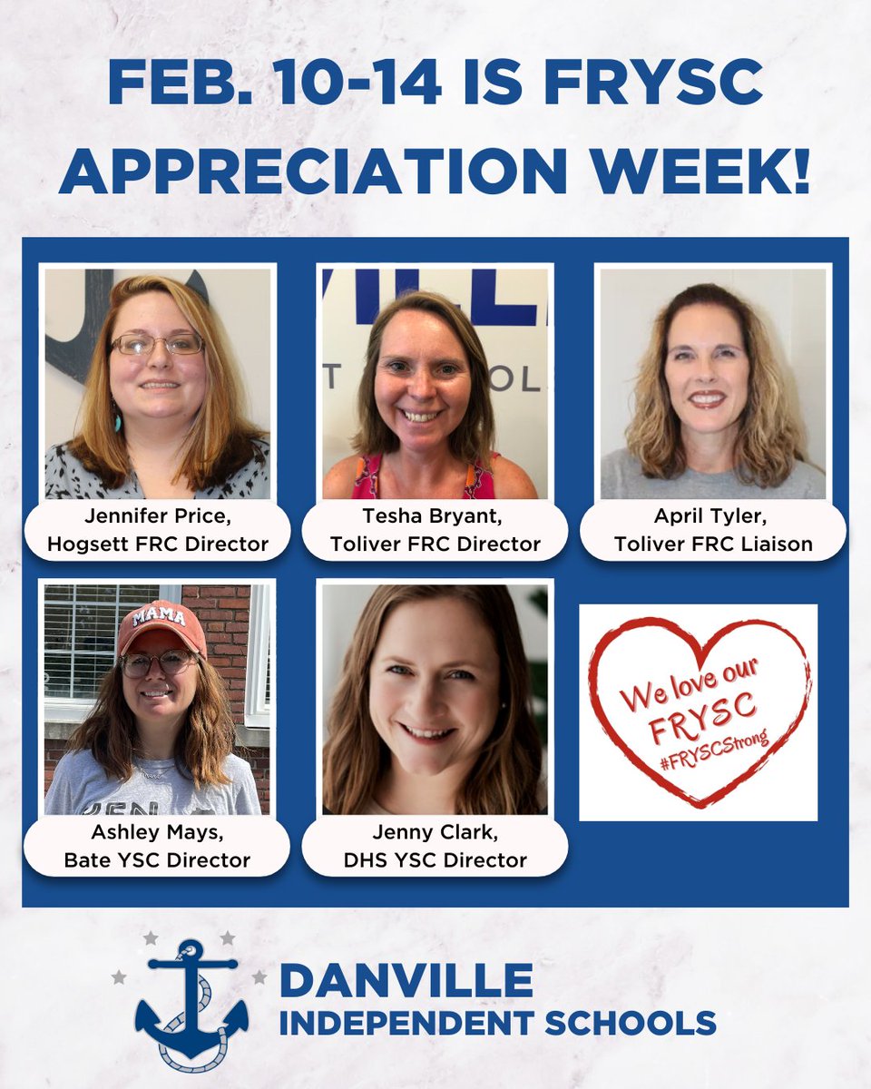 DanvilleSchools's tweet photo. During FRYSC Appreciation Week, we'll share testimonials about our FRYSC coordinators. We asked our community & staff for testimonials about our wonderful coordinators! Stay tuned for our posts later this week.
#FRYSCStrong #FRYSCdoWhateverItTakes #kybuilt #WhateverItTakes #DISD https://t.co/2y2srUx6MA