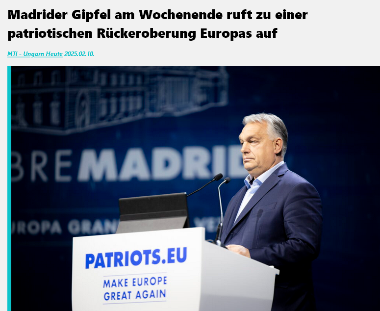 Madrider Gipfel am Wochenende ruft zu einer patriotischen Rückeroberung Europas auf ungarnheute.hu/news/madrider-…