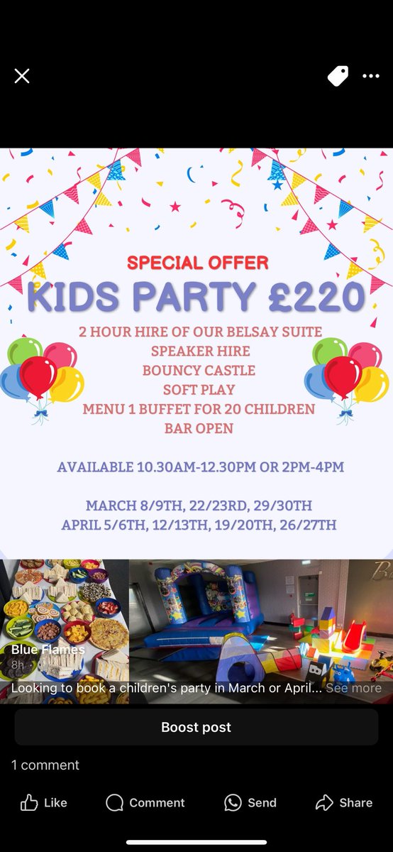 Looking to book a children's party in March or April 👀Save yourself £115 by booking our special party offer. Valid on new bookings only!!! Contact a member of staff for more details or to book🎈🎉🥳🎂
#childrensparty #specialoffer