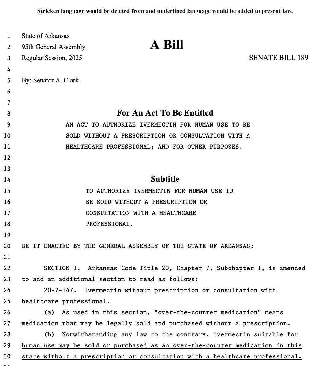 beerburp23's tweet photo. Senator Alan Clark in Arkansas has filed a bill to make ivermectin OTC.  

Support SB189! https://t.co/2tF2qr0vUg