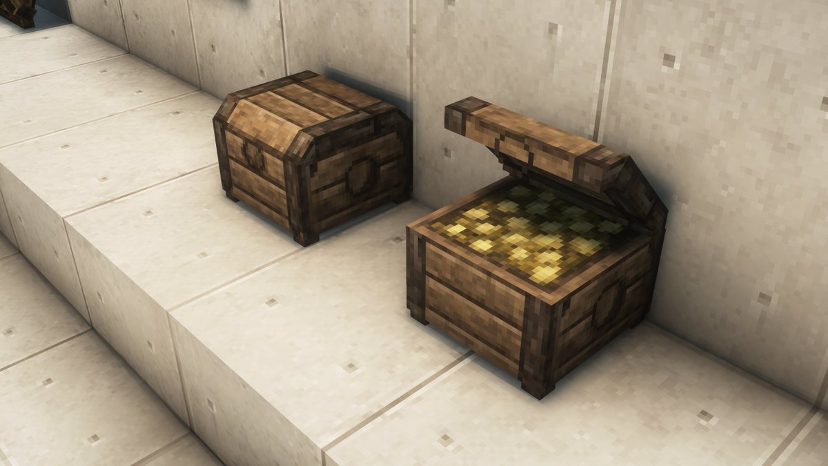 Even though #BelieveMod just recently had an update, the next is already in the works!! 
Here you can see a simple wooden chest filled with gold!! 

#minecraft #blockbench
