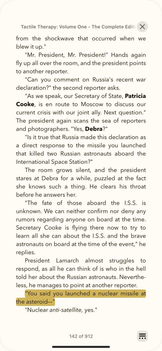 UnSelf's tweet image. An asteroid collision is coming. I wrote a novel called Tactile Therapy: Volume One in 2018 about an asteroid hitting Earth before 2030 and us using nuclear weapons to deflect it. This scientist just stated on the news the same thing, down to the EXACT timeframe as in the book 😧
