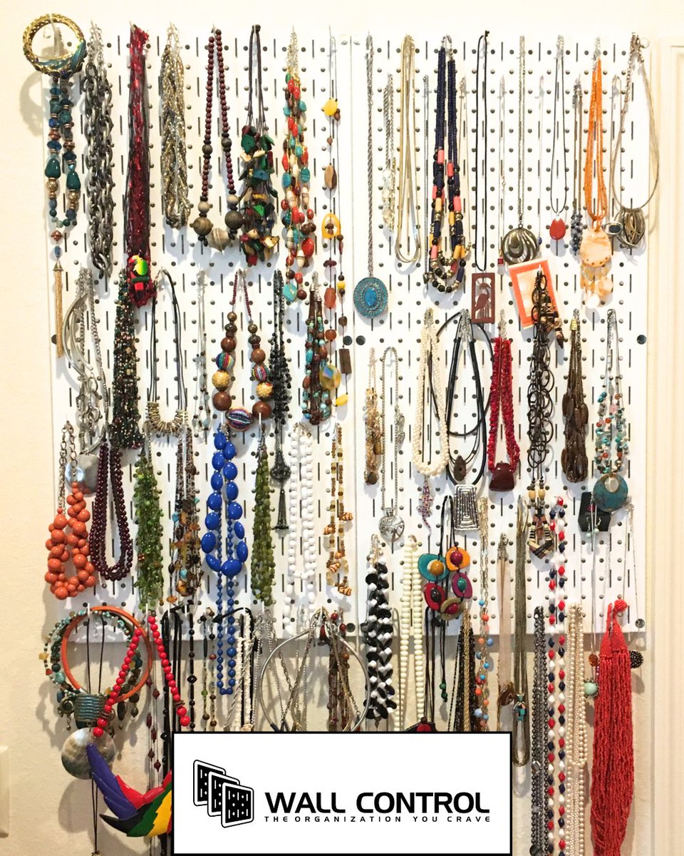 Stunning jewelry organization by customer Bonnie with  Wall Control metal pegboard! Say goodbye to tangled necklaces and hello to a beautifully organized display. Functional, stylish, and so easy to customize!

#JewelryOrganization #PegboardStorage #WallControl