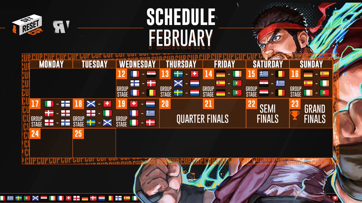 Are you ready for Set&amp;Reset Cup?

The schedule is OUT! Streaming on our channel every day, 3 team matches per day! Make sure you tune in for your favorite team!

12 days of action, we're about to eat GOOD!

⏰ Every day, 6:30PM CET