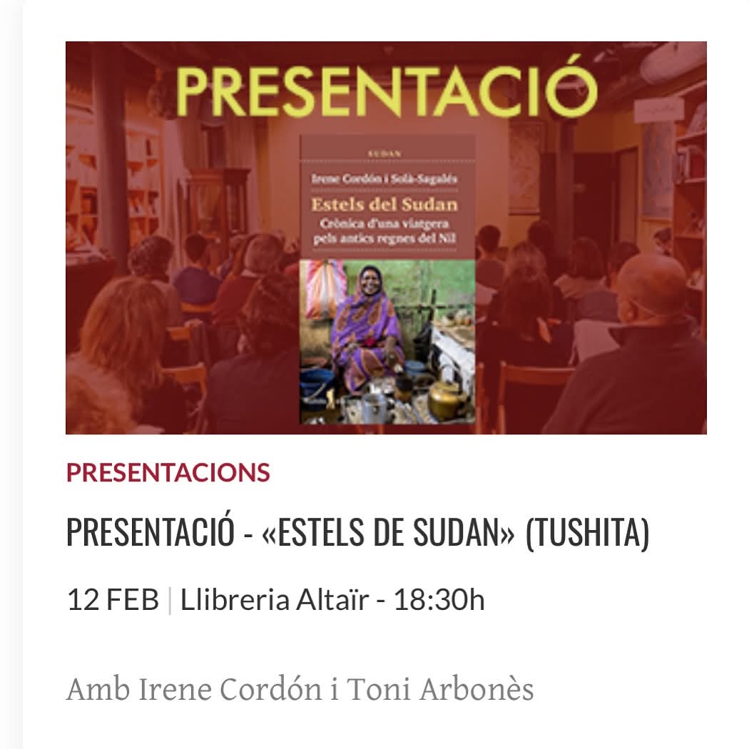 La nostra #TIExplorer <a href="/irenecorsol/">Irene Cordon</a> presenta el seu nou llibre, ESTELS DEL SUDAN de <a href="/tushitaedicions/">tushitaedicions</a> a <a href="/altairviatges/">Altaïr</a> el proper dimecres 12 de febrer. No us ho perdeu!