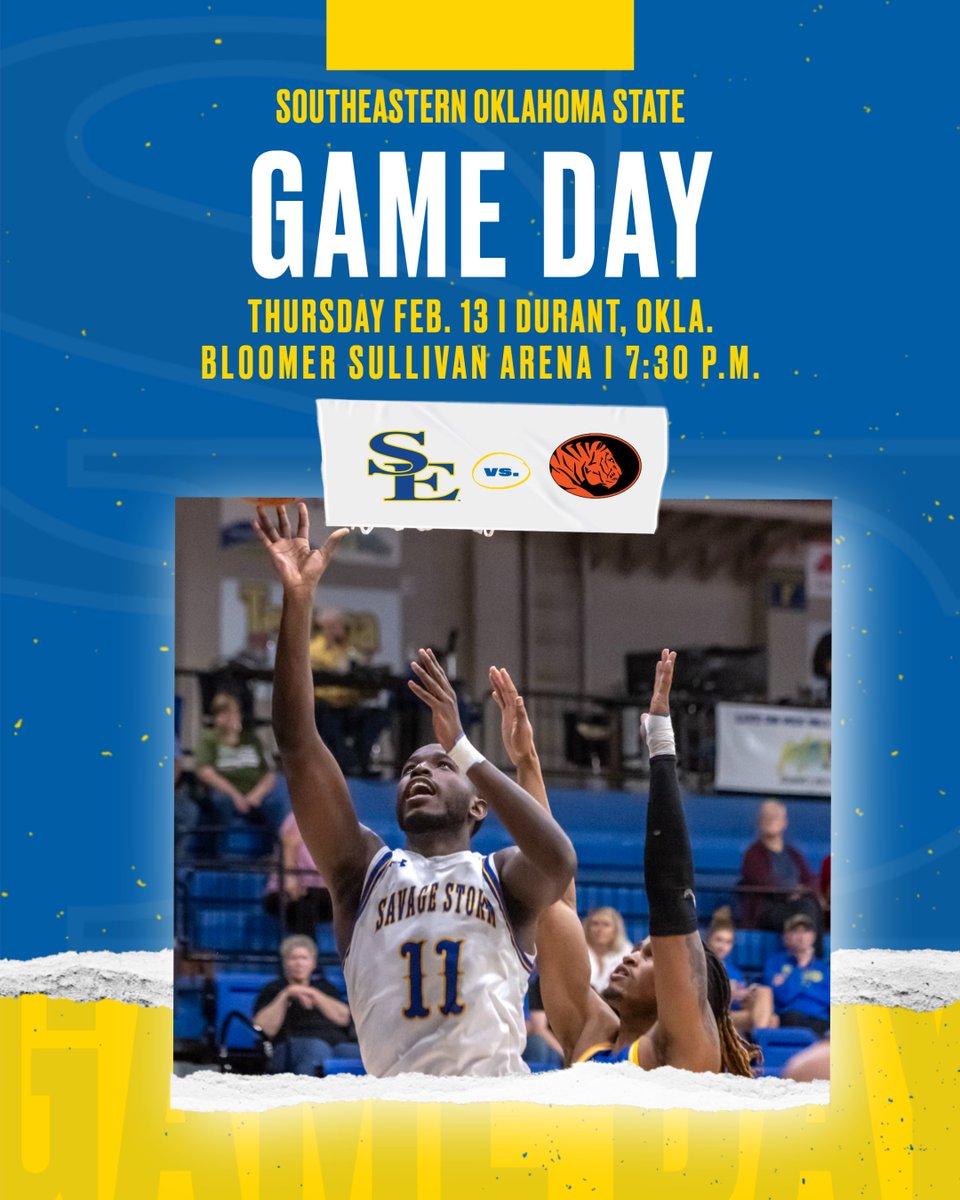 Southeastern Athletics (@gosoutheastern) on Twitter photo Storm vs. Tigers Round 2⃣!
🆚East Central
📍Durant, Okla.
⏰7:30 p.m.
🏟️Bloomer Sullivan Arena
🔗gosoutheastern.com/coverage
<a href="/SavageStormMBB/">Savage Storm MBB</a> l #GoSoutheastern l #TakeCover Storm vs. Tigers Round 2⃣!
🆚East Central
📍Durant, Okla.
⏰7:30 p.m.
🏟️Bloomer Sullivan Arena
🔗gosoutheastern.com/coverage
<a href="/SavageStormMBB/">Savage Storm MBB</a> l #GoSoutheastern l #TakeCover