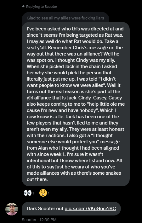<a href="/ratbitchxo/">ratty</a> <a href="/fctnlxchrctr/">jack nashville</a> <a href="/scott_BIGG/">Scooter</a> calls out the house! After he was thrown into the safety chain elimination