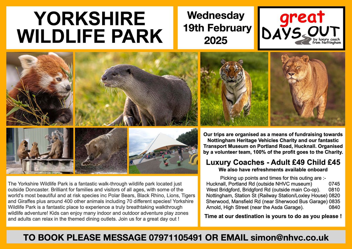 NHVCharity's tweet photo. We are onsite working on projects tomorrow (Tuesday), so once again our sales areas will be open to casual visitors or enquire about one of the #GreatDaysOut trips upto 4pm.
#nhvc #Nottingham #DayOut #DayTrip https://t.co/UDrLn2WVKf