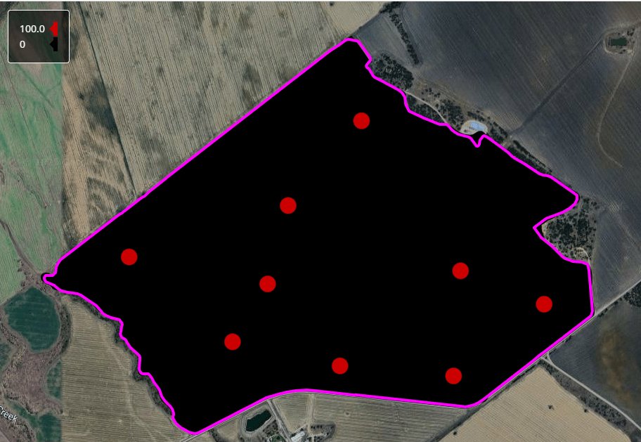 For those who saw my post about the urea application on 22nd of Jan, pic on left is the as applied map. Soil samples have now been taken so I've just swapped the rates on the Rx map around so customer can finish the paddock. 100kg for the sample sites and 0 for the rest