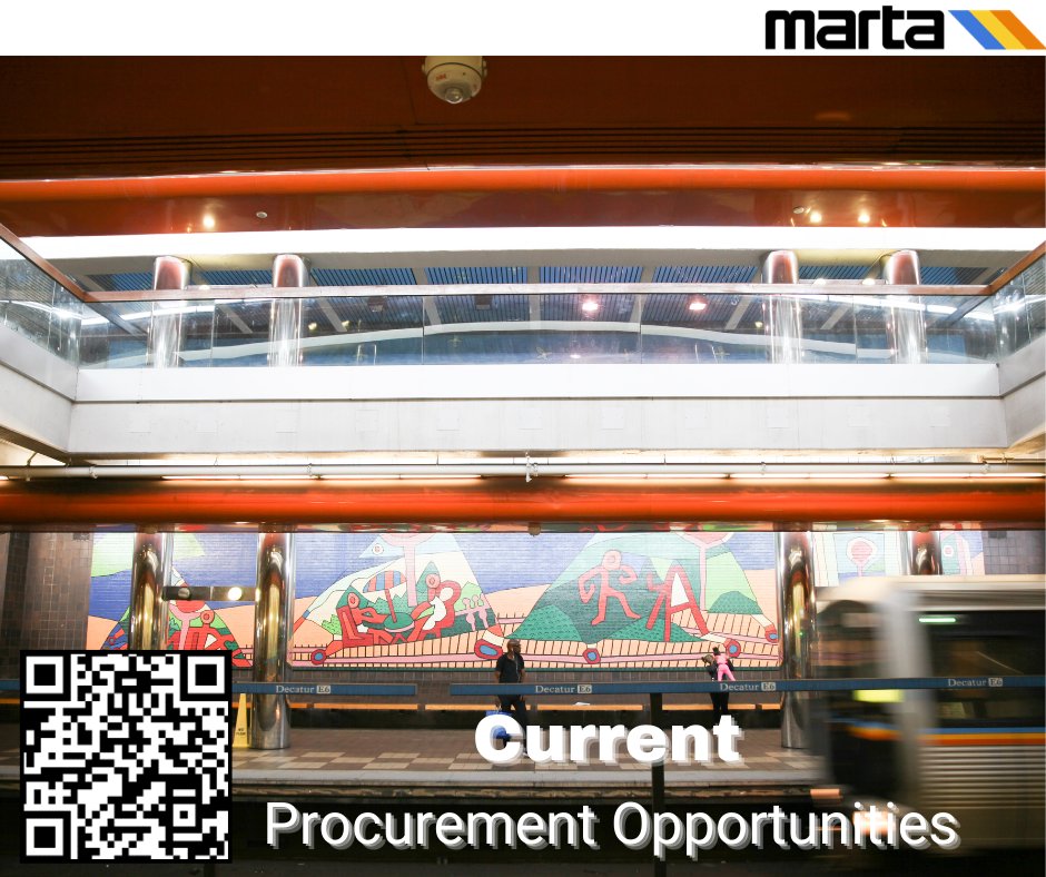 MARTA is Open for Business! If you're looking to expand your business, visit martabid.marta.net/CurrentOpportu…

#MARTAOpportunities #BidOpportunities #CurrentOpportunities #Bids #RFP #RequestforProposals #IFB #InvitationforBids #RFQ #RequestforQuotations #SupplierDiversity #openforbusiness
