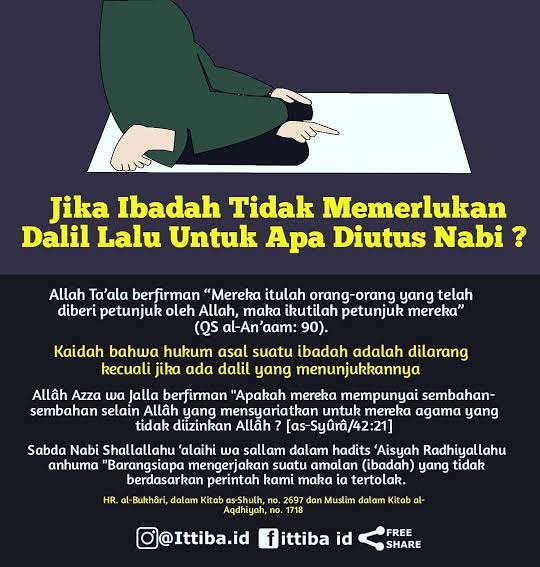 ▪️MUDAH, Tapi Sulit?▪️

Ini kaidah yg utk sebagian orang, mudah.
Tapi utk sebagian lainnya, sangat sulit!

Sebabnya?
Hidayah Allaah sahaja.

Ibadah itu tauqifi.
Nunggu dalil.
Hadir dalil yg SAH, maka kita kerjakan.
Tidak ada dalil yg SAH, maka kita tinggalkan.

Semudah itu...
