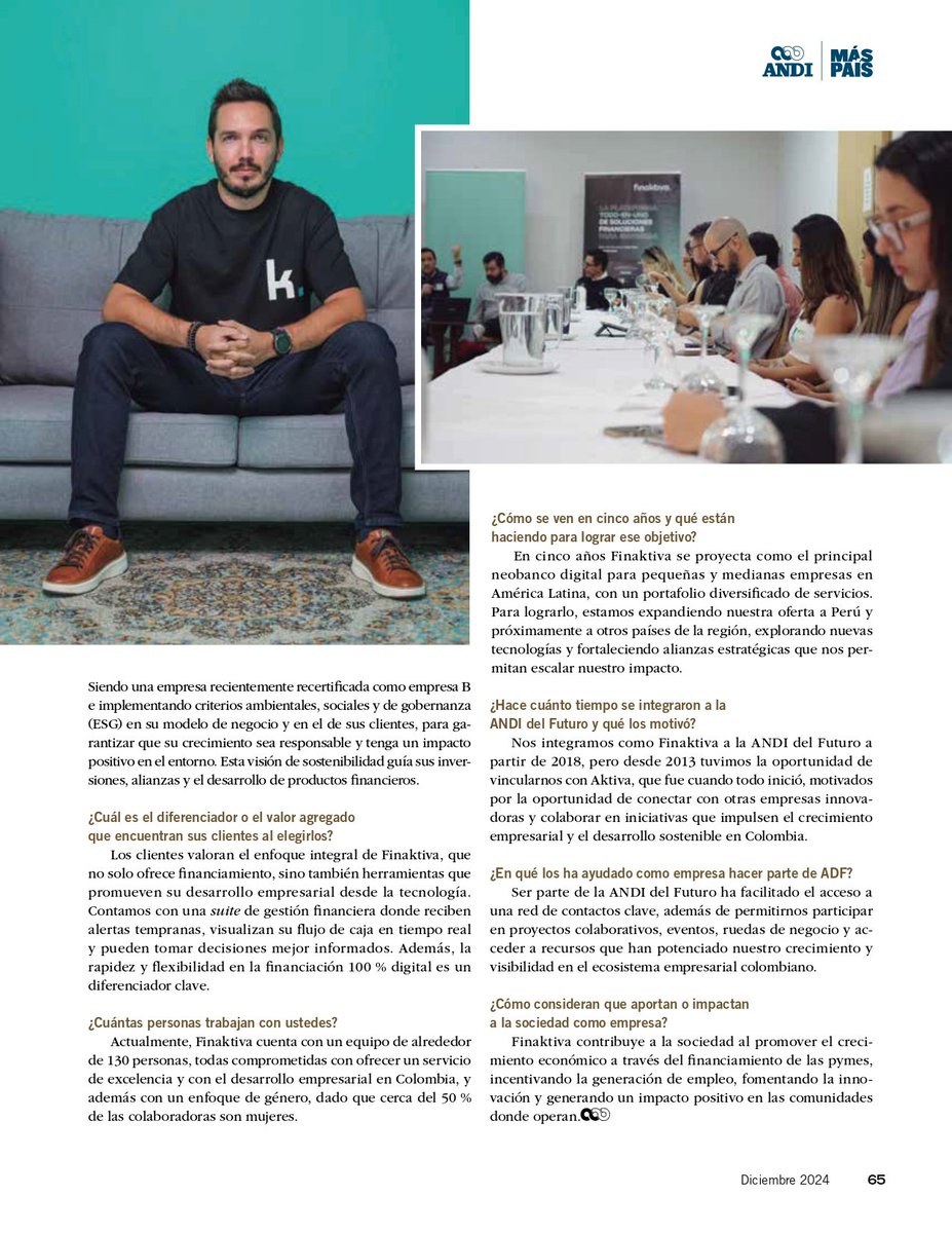 ✅Finaktiva, el neobanco que ha apoyado a más de 13.000 empresas colombianas.
Conoce esta conversación con <a href="/PabloSantosRa/">Pablo Santos | Finaktiva</a> en la Edición 287 de la <a href="/Revista_A/">Revista A</a> aquí👉bit.ly/RevistaA287 
#MásPaísANDI