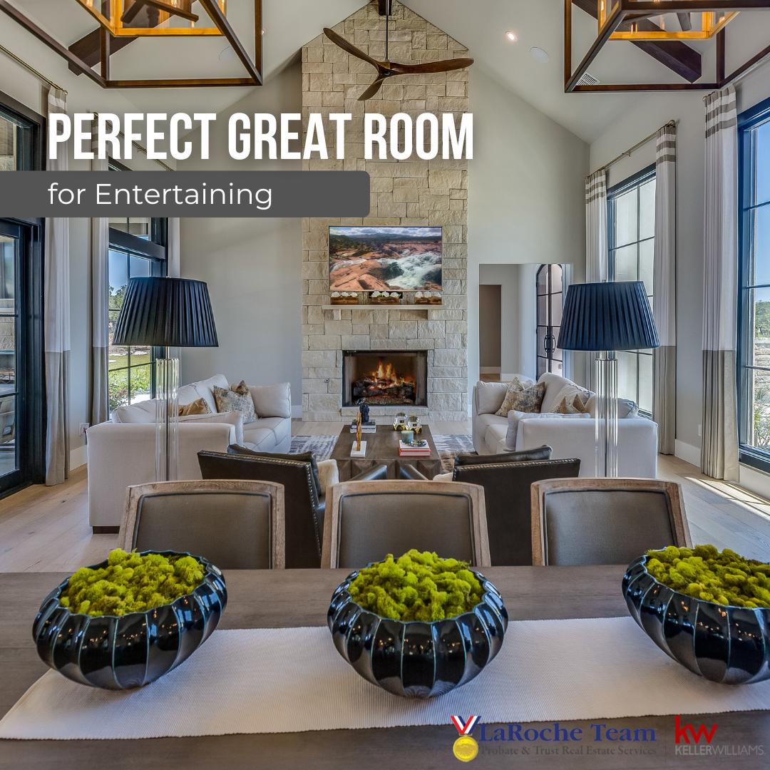 LaRocheTeam's tweet photo. Entertaining for the big game on Sunday? 

Here are my favorite tips for an ideally designed great room on game day: 

1. Versatile Seating: Include plush sofas, sectional seating, and recliners for ample guest comfort.
2. Strategic TV Placement: Position a large, high-def TV ... https://t.co/4xNL1CwpV6