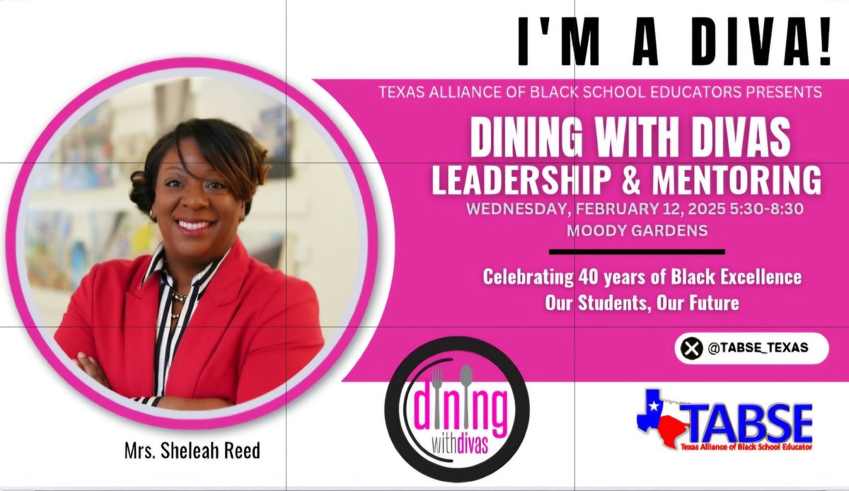 TABSE Dining With Divas (@dwdivas14) on Twitter photo Meet the Diva! Sheleah Reed, a powerhouse in strategic engagement, drives firmwide impact through storytelling, advocacy & partnerships. With a legacy in education, she’s shaping the future! Don’t miss her at #DWD25!
<a href="/TABSE_Texas/">TABSE_Texas</a>
🎟️Tickets: bit.ly/4aMAcQN Meet the Diva! Sheleah Reed, a powerhouse in strategic engagement, drives firmwide impact through storytelling, advocacy & partnerships. With a legacy in education, she’s shaping the future! Don’t miss her at #DWD25!
<a href="/TABSE_Texas/">TABSE_Texas</a>
🎟️Tickets: bit.ly/4aMAcQN