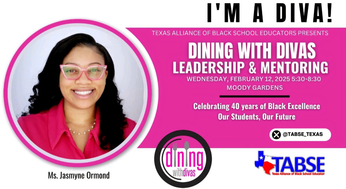 TABSE Dining With Divas (@dwdivas14) on Twitter photo Creating spaces for every voice! Amplify's Jasmyne leads impact & inclusion with heart! Her journey from intern to Top 100 DEIB Leader inspires change! Meet this inspiring Diva at #DWD25!
<a href="/TABSE_Texas/">TABSE_Texas</a>
🎟️ Tickets: bit.ly/4aMAcQN Creating spaces for every voice! Amplify's Jasmyne leads impact & inclusion with heart! Her journey from intern to Top 100 DEIB Leader inspires change! Meet this inspiring Diva at #DWD25!
<a href="/TABSE_Texas/">TABSE_Texas</a>
🎟️ Tickets: bit.ly/4aMAcQN