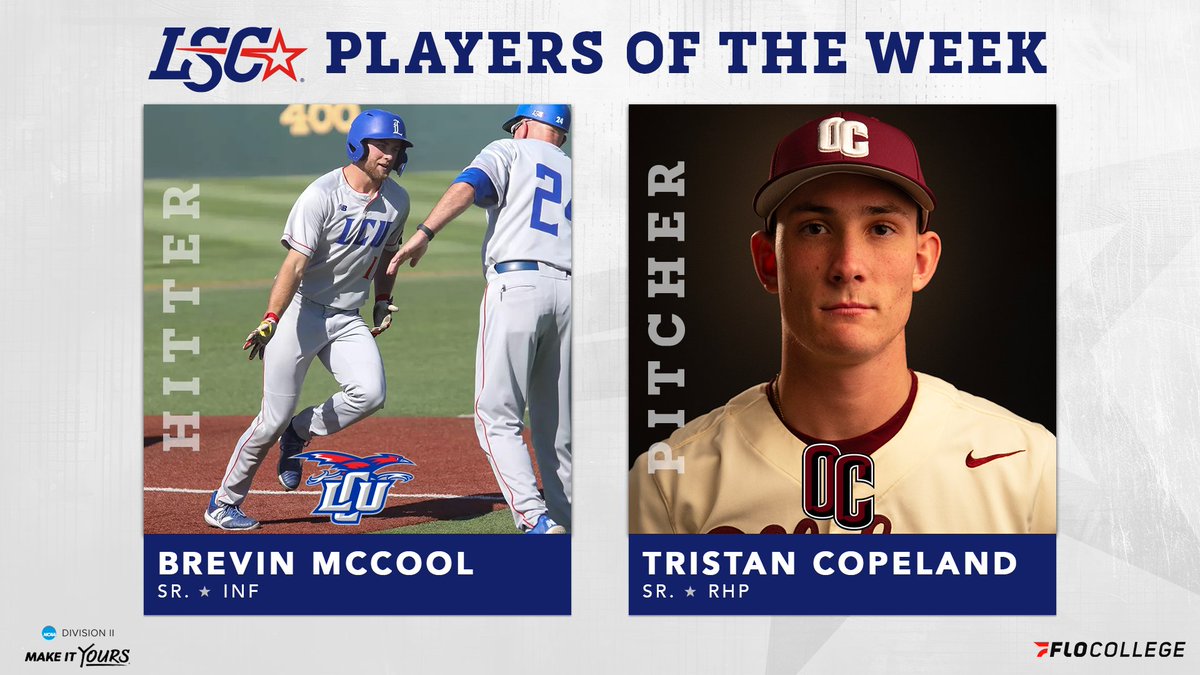 Lone Star Conference (@lonestarconf) on Twitter photo #LSCbase Players of the Week โพ๏ธ
Hitter: Brevin McCool, <a href="/LCUCHAPS/">LCU Chaparrals</a>
Pitcher: Tristan Copeland, <a href="/OCEagles/">OC Eagles</a>
๐ bit.ly/3CKp2Q6
#LSCbase #D2bsb <a href="/FloCollegeBSB/">FloCollege | Baseball</a> #LSCbase Players of the Week โพ๏ธ
Hitter: Brevin McCool, <a href="/LCUCHAPS/">LCU Chaparrals</a>
Pitcher: Tristan Copeland, <a href="/OCEagles/">OC Eagles</a>
๐ bit.ly/3CKp2Q6
#LSCbase #D2bsb <a href="/FloCollegeBSB/">FloCollege | Baseball</a>