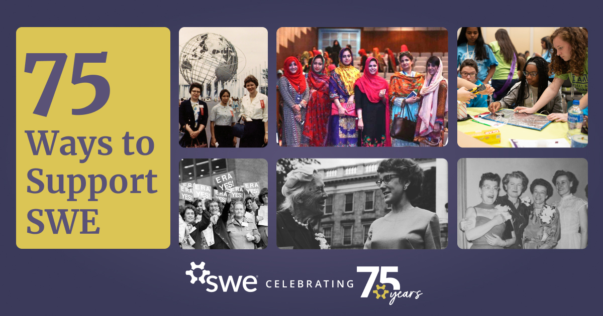 SWEtalk's tweet photo. Looking for ways to show your support for SWE throughout 2025 in celebration of our diamond anniversary? We've put together a list of 75 Ways to Support SWE! Check it out here: https://t.co/3rlItFaZbv
#SWE75 #SupportSWE https://t.co/gJ5LVHY8mV