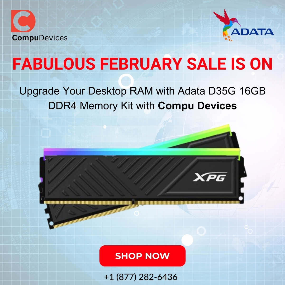 CompuDevices's tweet photo. Upgrade Your Desktop RAM with Adata D35G 16GB DDR4 Memory Kit!
#AX4U32008G16A #DTBKD35G #AX4U32008G16ADTBKD35G #Adata #SPECTRIX #D35G #DDR4 #UDIMM #Memory #RAM #MemoryModule #MemoryKit #AdataMemory #AdataRAM #DesktopMemory #DesktopRAM #CompuDevices #Fabulous #February https://t.co/dVxitQwhQy