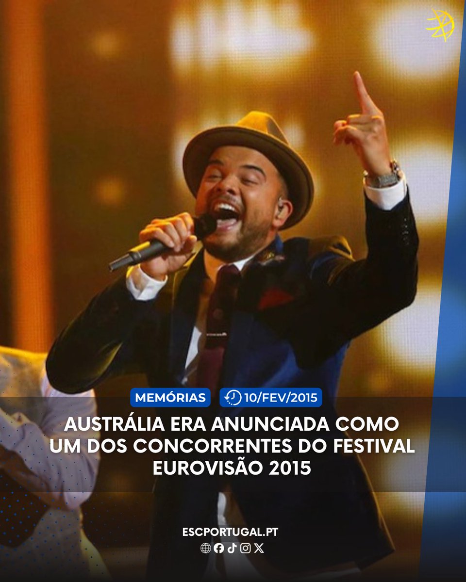 ESC_Portugal's tweet photo. Há precisamente 10 anos, na noite de 10 de fevereiro de 2015 (e na manhã de 11 de fevereiro na Austrália 🇦🇺), a Austrália 🇦🇺 era anunciada como um dos países concorrentes do Festival Eurovisão 2015 🇦🇹

#Australia #Eurovision #Austrália #EBU #ESC #Eurovision2015 https://t.co/lID8MTL9ZU