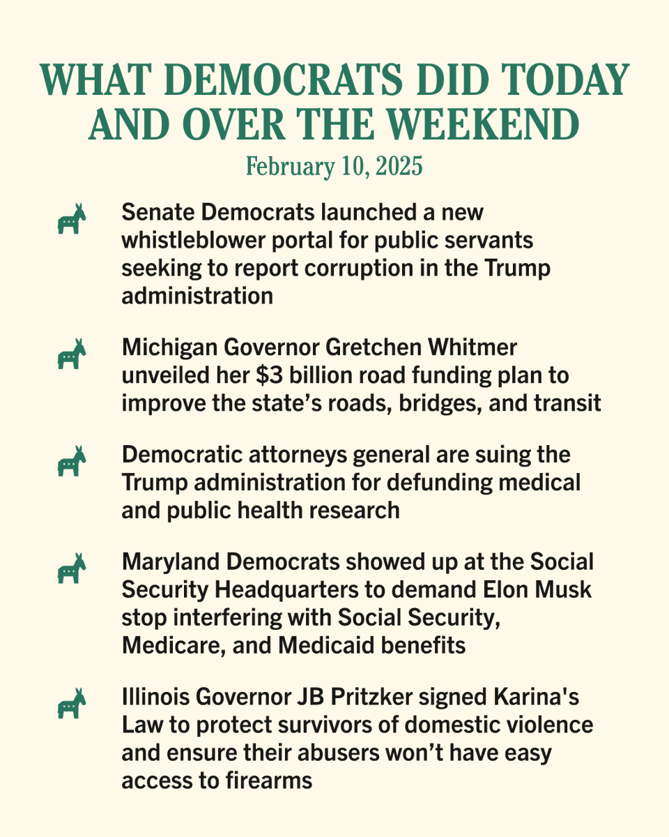 Here’s what Democrats did today and over the weekend (February 10):