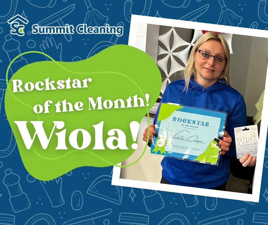 SummitCleanning's tweet image. This month&apos;s rockstar is Wiola, our incredible trainer who goes above and beyond every single day! 🎉 from leading by example to delivering top-notch service, she truly embodies what Summit Cleaning is all about💙