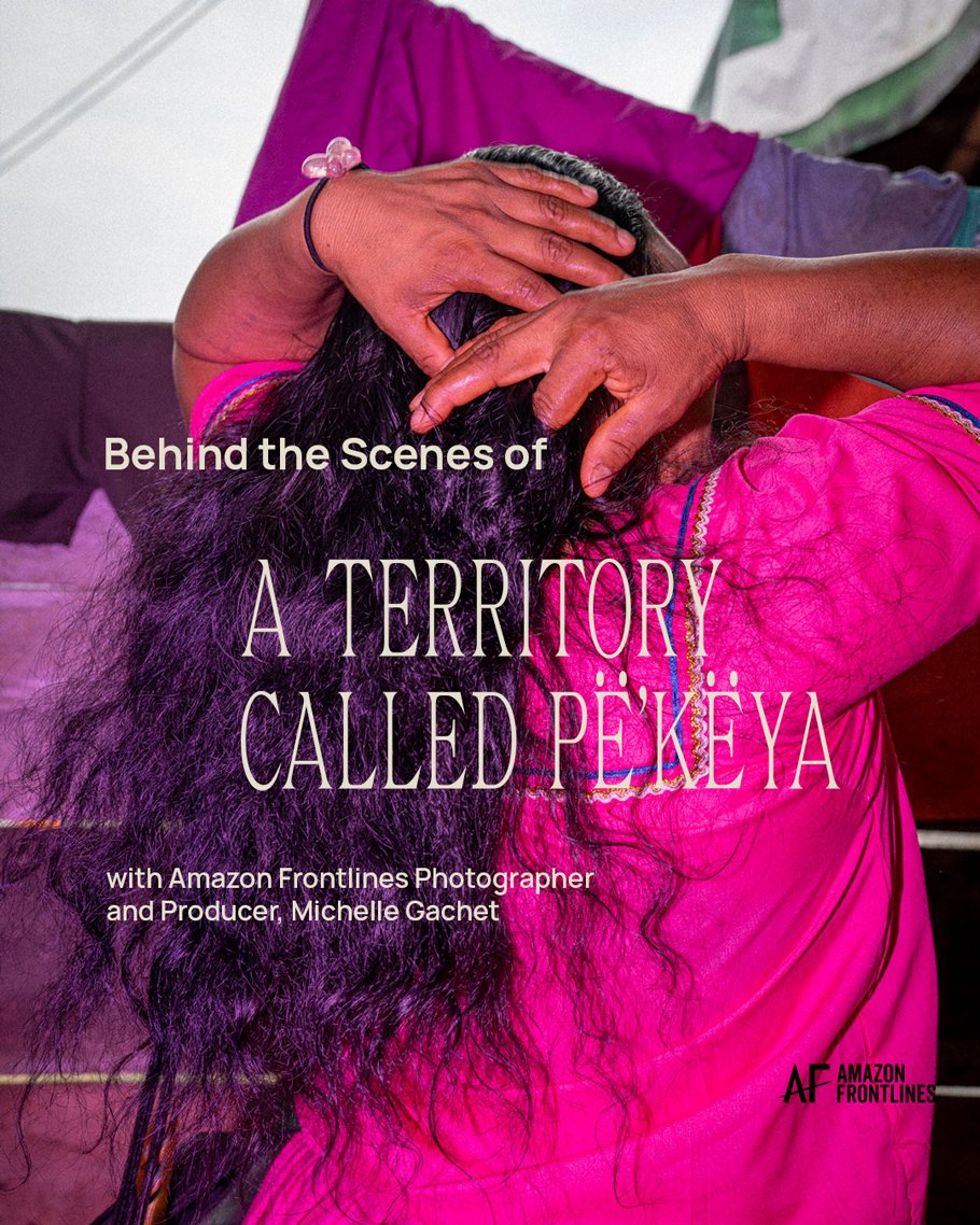 AFrontlines's tweet photo. Have you ever bathed with alligators nearby?

@MGachet  &amp; Milena Piaguaje have. It happened on a trip for their recently published project, A Territory Called Pë’Këya.

This is a quick glimpse behind the scenes of their collaboration. Go check it out here
https://t.co/l61wnnsAS8 https://t.co/A3HJs7XJDK