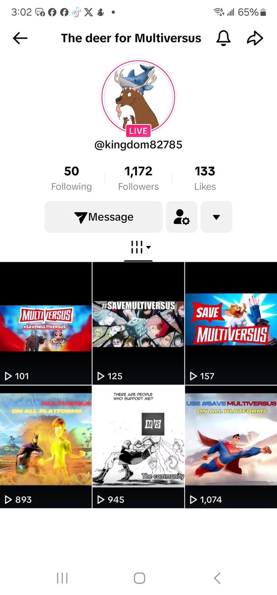 RazorbeamG91742's tweet photo. #SaveMultiVersus #MultiVersus #SMVS Currently live on tiktok. Check it out🦌🦌 https://t.co/pfLzik84lj