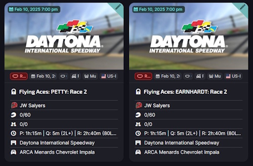 These two beauties fire off tonight at 8:00PM ET

Race 2 of <a href="/Strictly_Stock/">Strictly Stock Motor Sports</a> Daytona Speedweeks

ARCA Series: 80 Laps
Room opens at 7:00PM ET for registered Competitors.