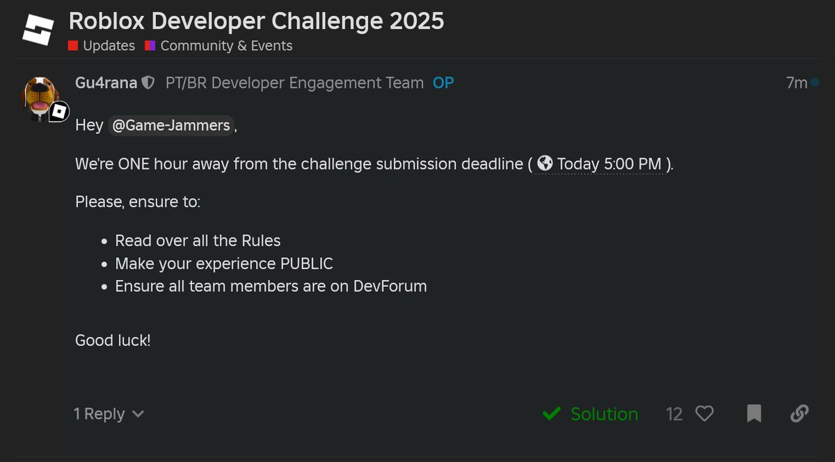 AlexZedTech's tweet photo. WHO'S READY?? I KNOW I'M NOT!!
We're finally finished! Thanks to our Incredible dev Team
// @Nexorias @public_megapi @VoidCatDev & kersv!
#ROBLOX #RobloxDev #robloxdeveloperchallenge2025 #robloxdeveloperchallenge
#robloxgamejam https://t.co/EFpM6mKkx7