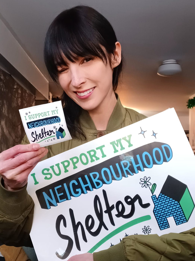DianaCMcNally's tweet photo. Support Your Neighbourhood Shelter! The first batch of window signs and stickers have just dropped, and distribution is coming soon! Unhoused people are our neighbours 💕

Many thanks to Katie Carey for the illustration: https://t.co/HVzKaczEAq https://t.co/U2zJEKuqTe