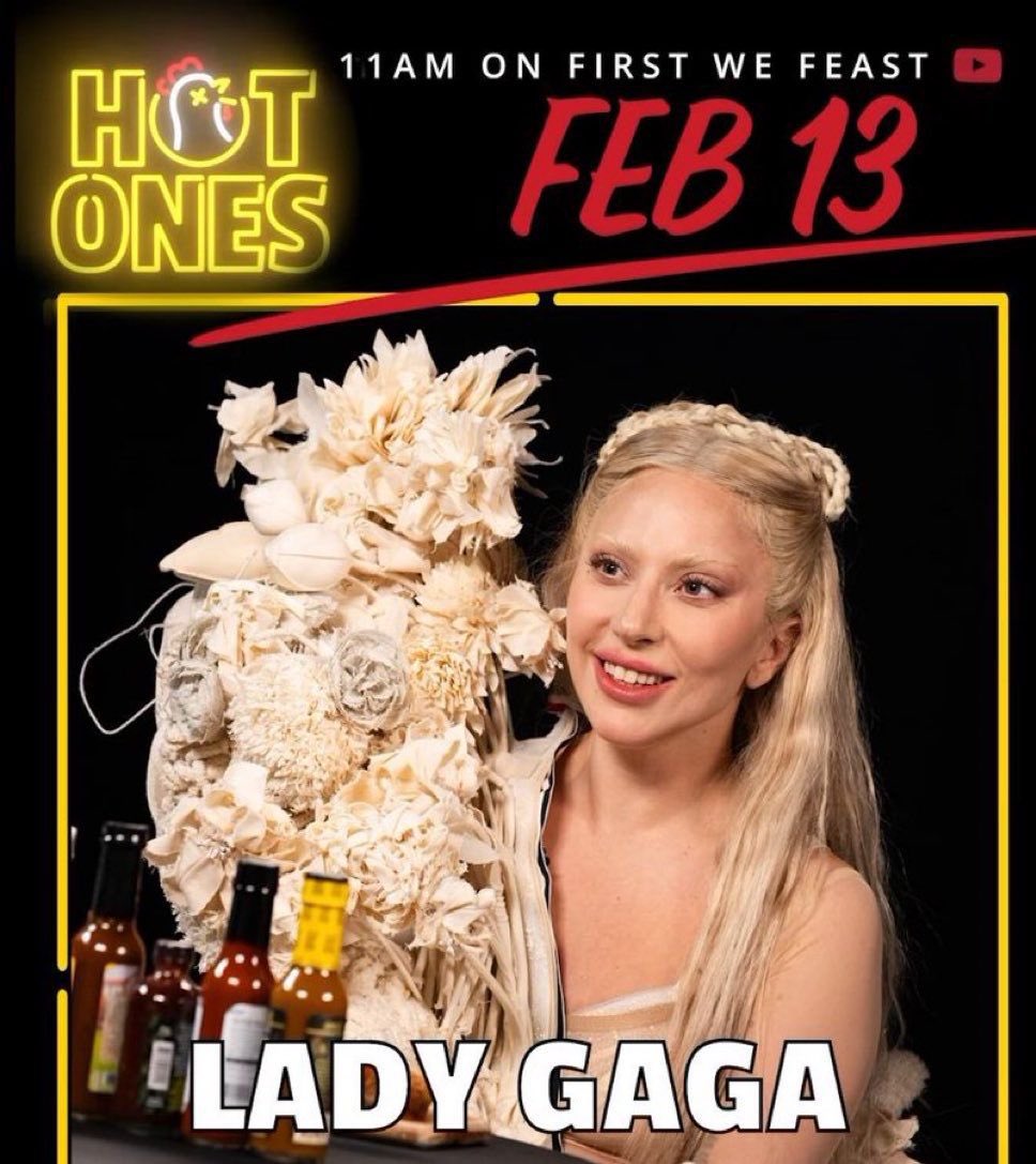 PopBase's tweet photo. Lady Gaga will be on Hot Ones this Thursday. https://t.co/63PE6Jg24e