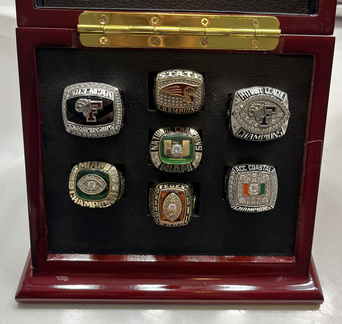 Coach_J_Rod's tweet image. Thanks to my beautiful wife for an early Valentine’s gift, now I can properly display our championship rings! 
💍 🏆 🥇 #Bling