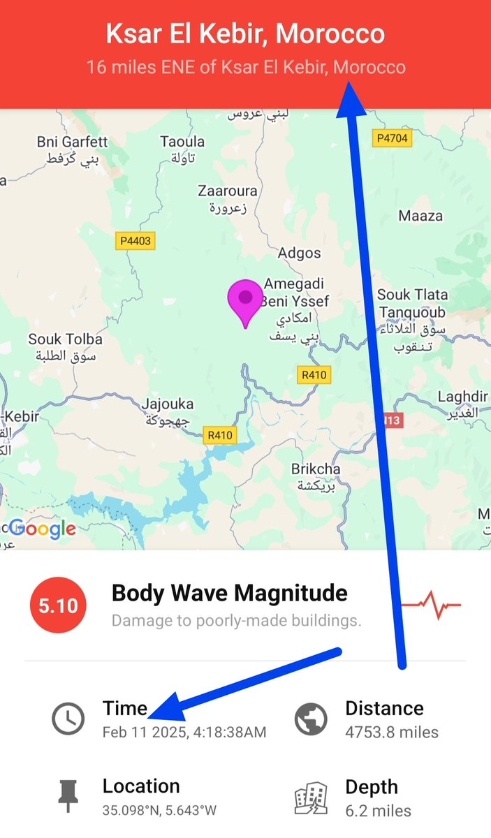 Kiranjoshi900's tweet photo. #زلزال_المغرب
Strong earthquake M 5.1 #Morocco
prediction successful 
#earthquake #Sismo #MoroccoEarthquake #Terremoto
#زلزال_المغرب#زلزالالمغرب  #زلزال  #زلزالzilzal

زلزال قوي جدا بقوة 5.2 درجة شعر به سكان 
الرباط والدار البيضاء وفاس والقنيمسفي 9 فبراير https://t.co/e49rFj6ROu