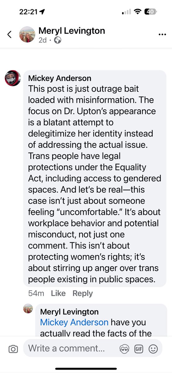 And another one - the first one has deleted the comment and blocked me - bless him he didn’t like the robust counter argument to his tripe