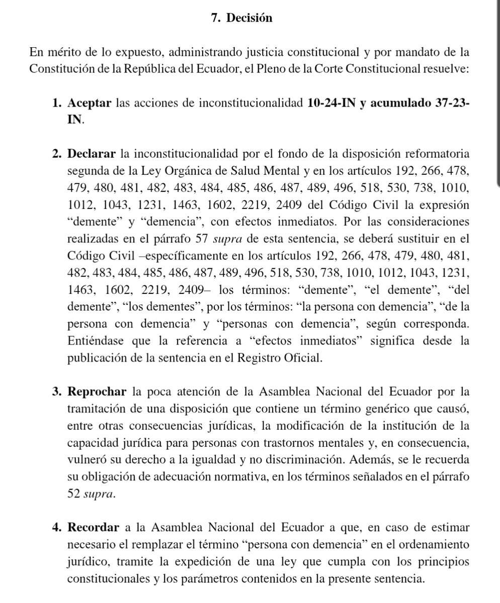 ♾️AUTISMO| SENTENCIA| La <a href="/CorteConstEcu/">Corte Constitucional</a> declaró la inconstitucionalidad de la normativa que nos ponía en interdicción. Las personas con diagnóstico TEA TENEMOS CAPACIDAD JURÍDICA. Gran primer triunfo en la lucha por nuestros derechos desde la comunidad Au. Seguimos 💪🇪🇨