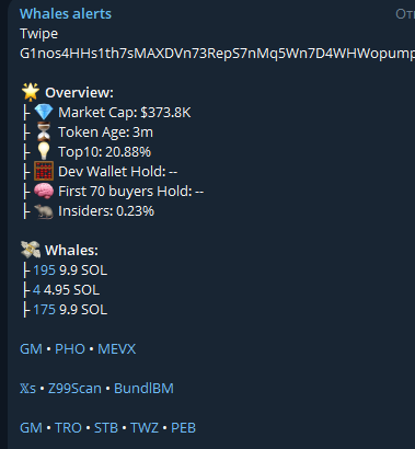 $Twipe
G1nos4HHs1th7sMAXDVn73RepS7nMq5Wn7D4WHWopump

Major whales activity detected!                     

Whales Indicator t.me/+uDpZQIZgci0xN…