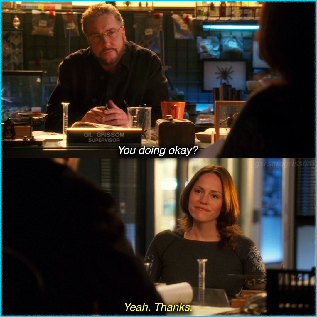 gsrsaragrissom's tweet photo. Doing okay?
#csi #csilasvegas #gilgrissom #williampetersen #sarasidle #jorjafox #sidle #grissom #lefox #billypetersen #csivegas #cbs #drama https://t.co/tJ2jebcRam
