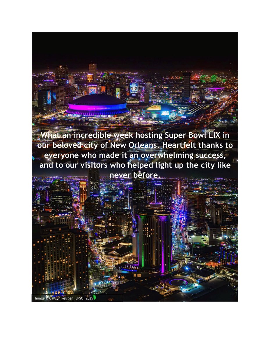 Heartfelt thanks to those who made the Super Bowl a huge success in our beloved city!