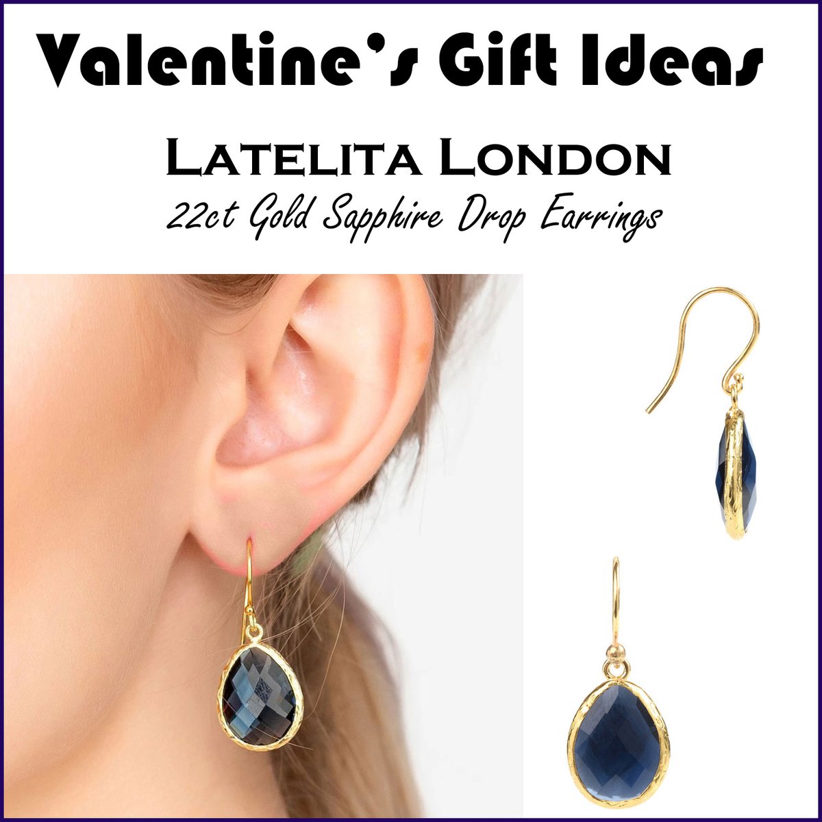 FashConnector's tweet photo. We think she'll love these 22ct gold sapphire gemstone drop earrings this Valentine's Day. If you think so too shop online>  https://t.co/TBMDcW2vNk #ValentinesDay #giftsforher https://t.co/zhQggnNw0Z