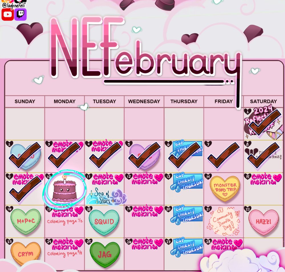 ladynefeli's tweet photo. DAY 10 of our annual event NEFebruary!
Today is MY BIRTHDAY! We will be hanging out, making a new hat for our stream avatars, and playing one of my favorite games ever: Sea of Stars!!
Hope to see you @ 4pm EST at https://t.co/PNVZY05tml #twichartist #streamevent https://t.co/e1m38I47IB