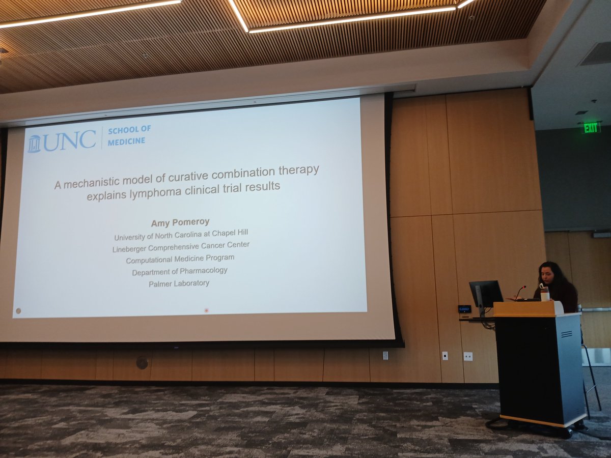 EdwardEvansJr2's tweet image. Amy Pomero at @UNC_SOM presenting for the #SACB2025 postdoc highlight on overcoming drug resistance with combination therapy